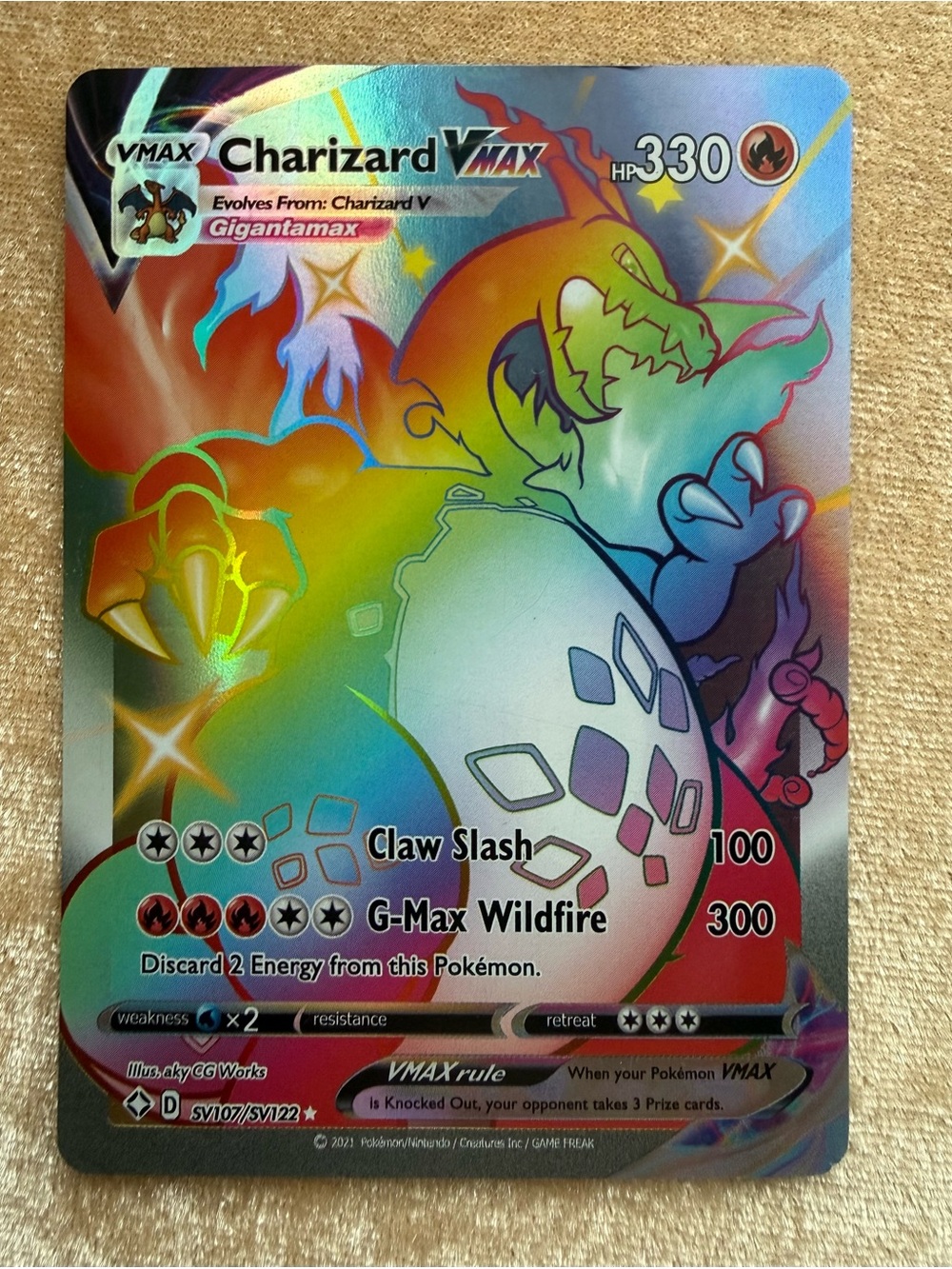Charizard VMAX (secret rare) SV107/SV122 Shiny Vault Pokémon Card